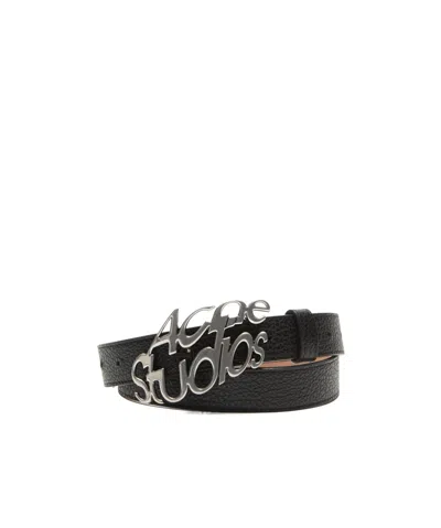 Acne Studios Logo-plaque Leather Belt In Black | ModeSens