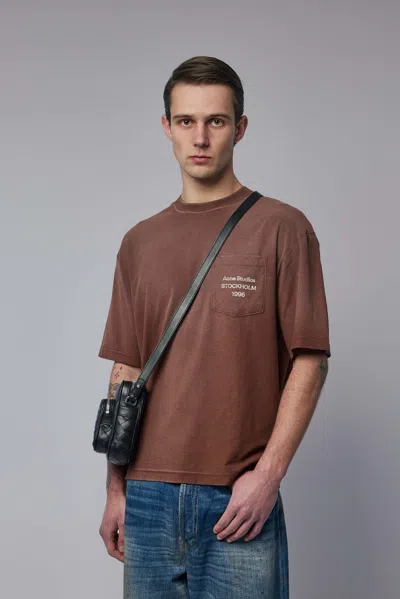 Acne Studios Logo Pocket T-shirt In Brown