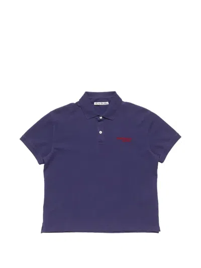 Acne Studios Logo Polo T-shirt In Blau