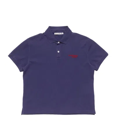 Acne Studios Logo Polo T-shirt In Blue