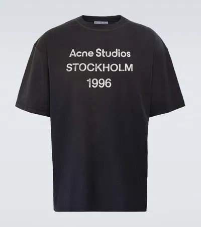 Acne Studios Men Crew Neck T-shirt With Print In Black