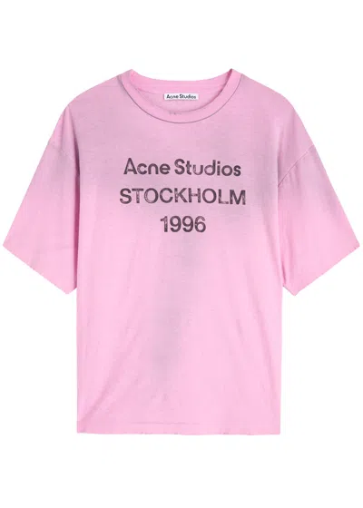 Acne Studios Logo-print Cotton-blend T-shirt In Pink