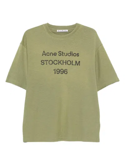 Acne Studios Logo-print Cotton-hemp T-shirt In Green