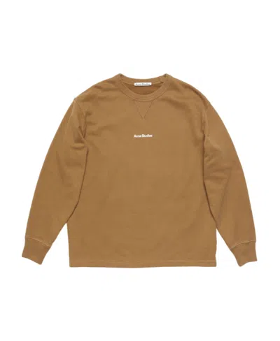 Acne Studios Logo-print Cotton Sweatshirt In Brown