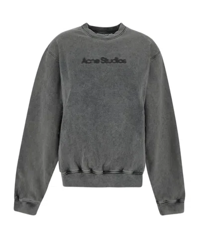 Acne Studios Logo-print Cotton Sweatshirt In Gray
