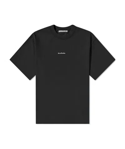 Acne Studios Exford Logo-flocked Cotton-jersey T-shirt In Black