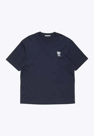 Acne Studios Logo Print Crewneck T-shirt In Blue
