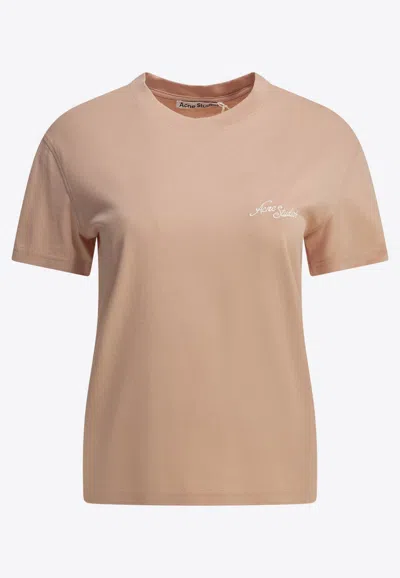 Acne Studios Logo Print Crewneck T-shirt In Pink