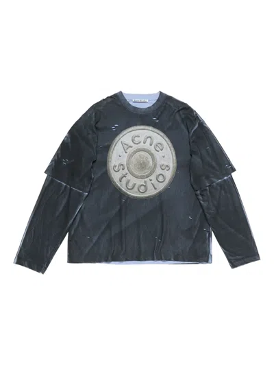 Acne Studios Logo-print Distressed T-shirt In Black