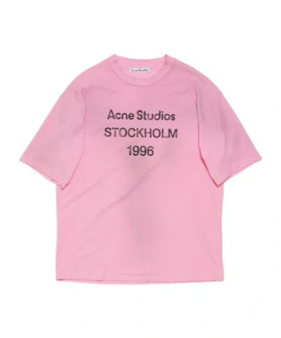 Acne Studios Logo-print Distressed T-shirt In Pink