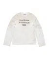 Acne Studios Mens Distressed Long-sleeve Logo T-shirt In White