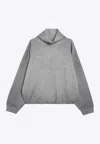 Acne Studios Brushed Cotton Fleece Funnel Neck Logo Sweatshirt With Balloon Hem In Gray