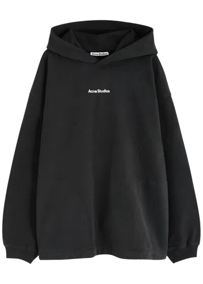Acne Studios Logo-print Hooded Cotton Sweatshirt In Black