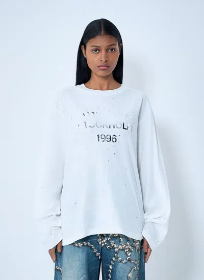 Acne Studios Women Logo Print Long Sleeve T-shirt In White