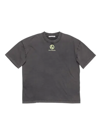 Acne Studios Logo-print Organic Cotton T-shirt In Gray