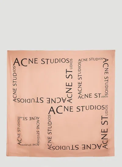 Acne Studios Logo Print Sqaure Scarf In Pink