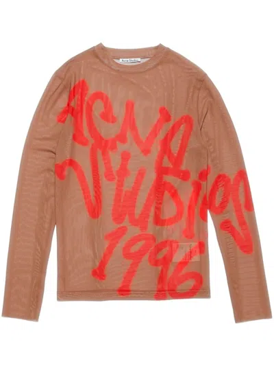 Acne Studios Logo-print T-shirt In Cgz Taupe Beige