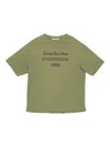 Acne Studios Exford Distressed Logo-print Cotton-jersey T-shirt In Green
