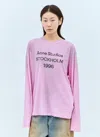 Acne Studios Logo-print Distressed T-shirt In Cotton Candy Pink