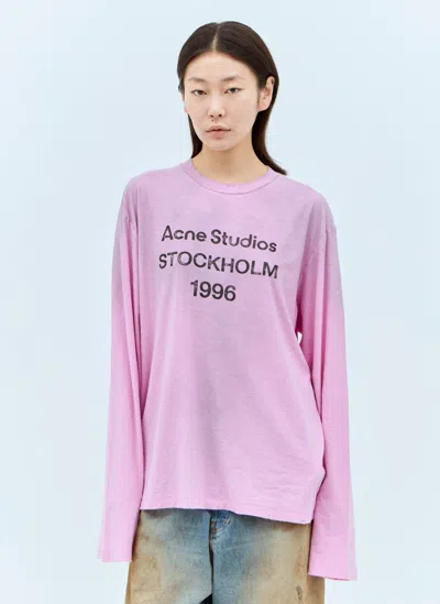 Acne Studios Logo-print Distressed T-shirt In Cotton Candy Pink