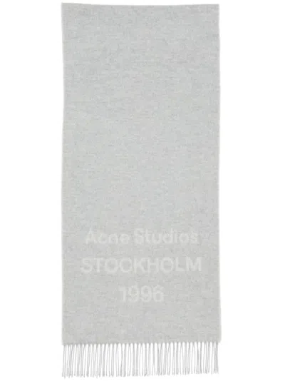 Acne Studios Logo Wool Scarf In Grey