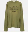 Acne Studios Logo Printed Cotton And Hemp T-shirt In Green