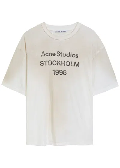 Acne Studios Logo-printed Cotton-blend T-shirt In White
