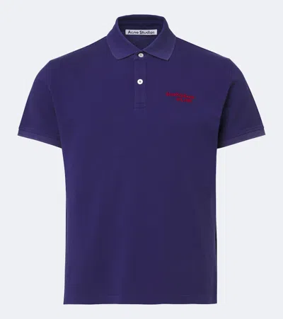 Acne Studios Organic Cotton Polo Shirt Short Sleeve In Blue