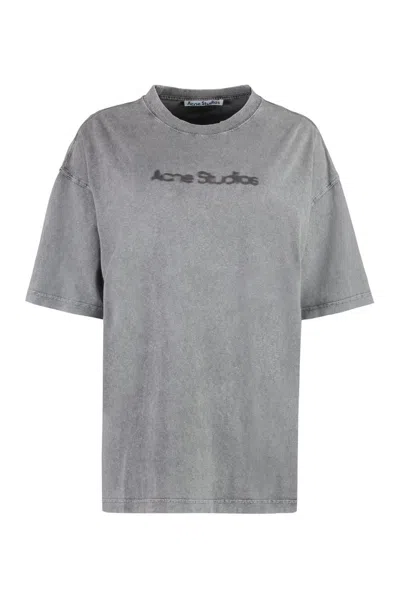 Acne Studios Logo Printed Crewneck T In Grey