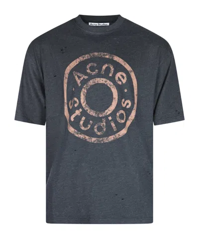 Acne Studios Logo Printed Crewneck T-shirt In Black