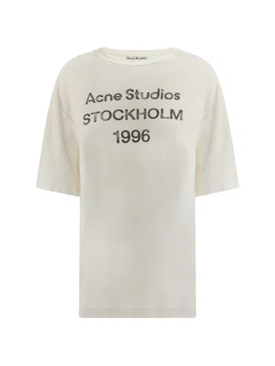 Acne Studios Logo Printed Crewneck T-shirt In Dusty White