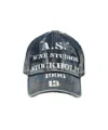 Acne Studios Logo-printed Washed-out Denim Cap In Blue