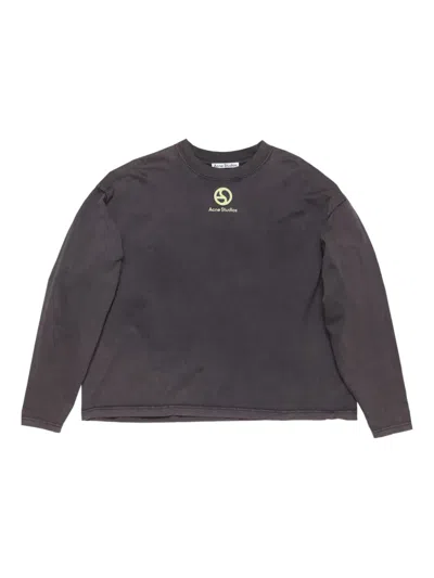 Acne Studios Logo-printed Long-sleeve T-shirt In Gray