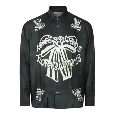 Acne Studios Logo Printed Shirt In Black