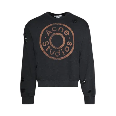 Pre-owned Acne Studios Logo Printed Sweater 'black Melange' | Men's Size Xl