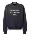 Acne Studios Logo Zip Front Cotton Blend Sweatshirt In Blue