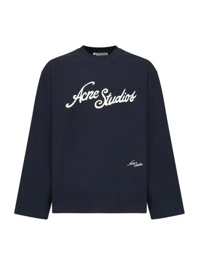 Acne Studios Logo Relaxed Fit T-shirt In Blue