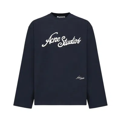 Pre-owned Acne Studios Logo Relaxed Fit T-shirt 'deep Blue' | Men's Size Xl