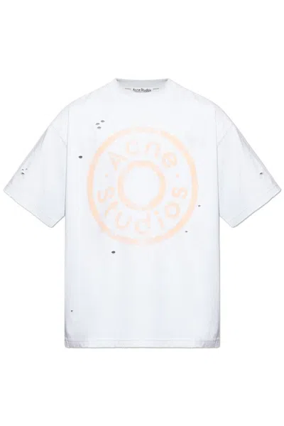 Acne Studios Logo Relaxed Fit T-shirt In Ice Blue