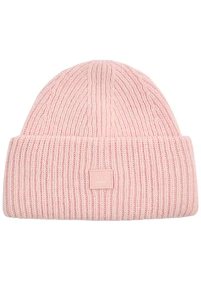 ACNE STUDIOS ACNE STUDIOS LOGO RIBBED WOOL BEANIE
