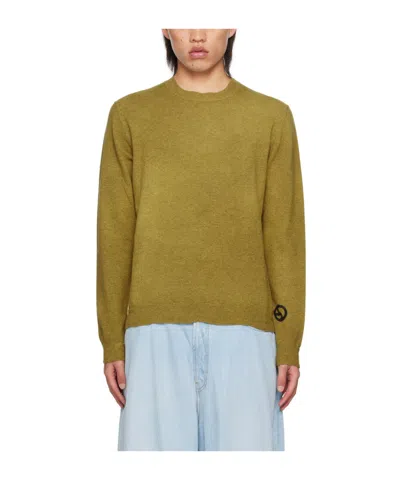 Acne Studios Logo Round-neck Sweater In Brown
