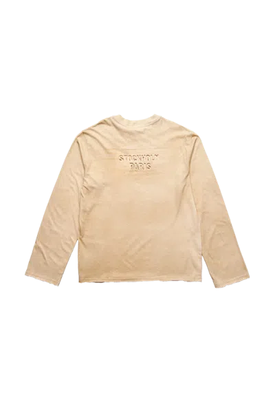 Acne Studios Logo Sandwash Long Sleeve Tee Beige In Brown