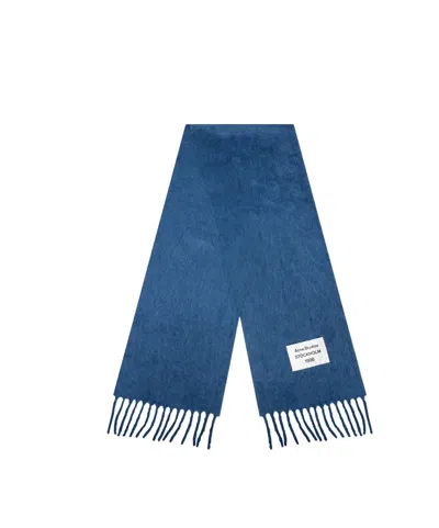 Acne Studios Logo Scarf In Blue