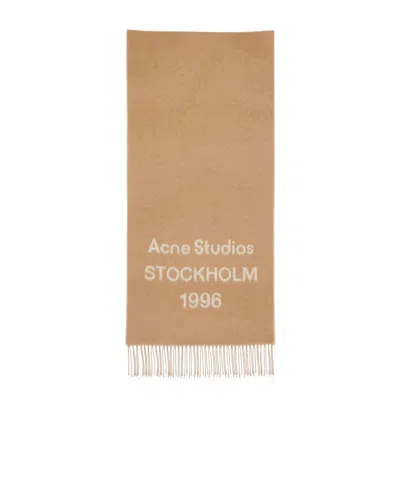 Acne Studios Logo Scarf - Wide In Brown