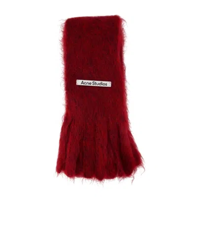 Acne Studios Logo Scarf In Red