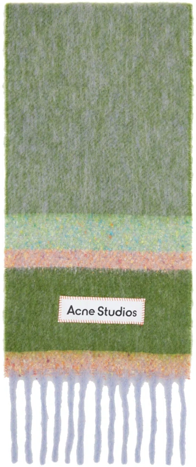 Acne Studios Logo Scarf In Green