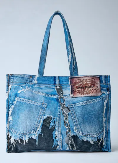 Acne Studios Logo Shopper Tote Bag In Blue