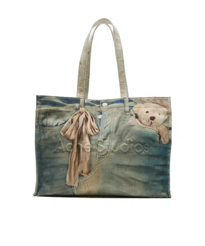 Acne Studios Logo Shopper Tote In Brown