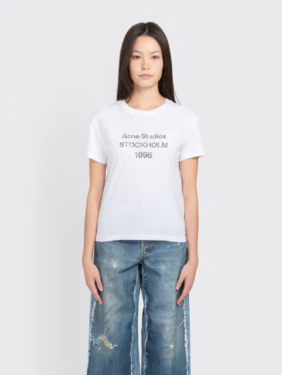 Acne Studios Logo Short Sleeve T-shirt In White