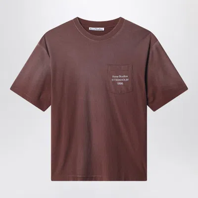 Acne Studios Logo Short Sleeved T-shirt Chocolate In Brown